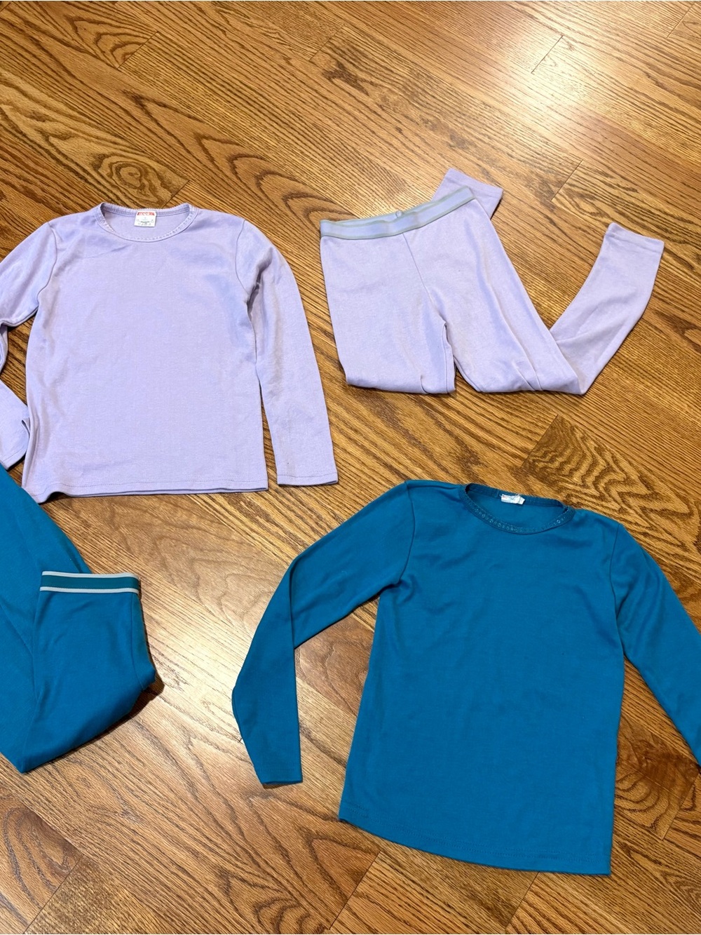 Kids 2-Piece Thermal Tops & Bottoms Set - Lavender & Teal